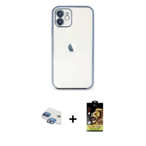 ieg™ iPhone 11 Kılıf Vadi Minimal - Siyah Buffer Cam Ekran Koruyucu + Pers Alüminyum Kamera Lens - GI