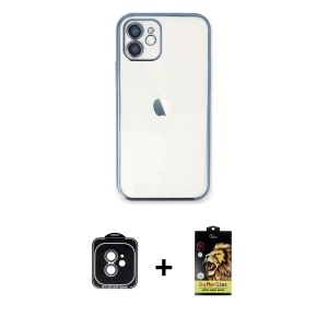 ieg™ iPhone 11 Kılıf Vadi Minimal - Siyah Buffer Cam Ekran Koruyucu + PVD Metal Kamera Lens - YL