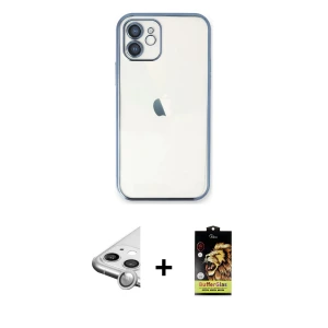 ieg™ iPhone 11 Kılıf Vadi Minimal - Siyah Buffer Cam Ekran Koruyucu + Raze Metal Kamera Lens - GS
