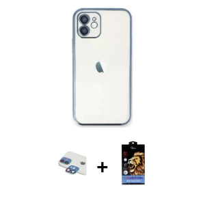 ieg™ iPhone 11 Kılıf Vadi Minimal - Siyah Buffer Hayalet Cam Ekran Koruyucu + Pers Alüminyum Kamera Lens - GI