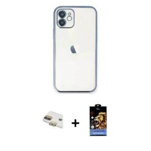 ieg™ iPhone 11 Kılıf Vadi Minimal - Siyah Buffer Hayalet Cam Ekran Koruyucu + Pers Alüminyum Kamera Lens - GD