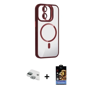 ieg™ iPhone 11 Kılıf Yadigar Asil Koleksiyonu - Siyah Buffer Hayalet Cam Ekran Koruyucu + Pers Alüminyum Kamera Lens - YL