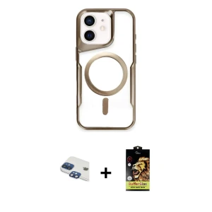 ieg™ iPhone 11 Kılıf Yadigar Klasik Özel Seri - Siyah Buffer Cam Ekran Koruyucu + Pers Alüminyum Kamera Lens - LT