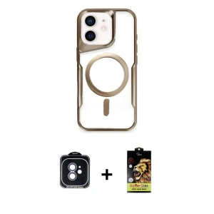 ieg™ iPhone 11 Kılıf Yadigar Klasik Özel Seri - Siyah Buffer Cam Ekran Koruyucu + PVD Metal Kamera Lens - MI