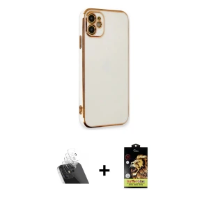 ieg™ iPhone 11 Kılıf Yankı Serisi - Siyah Buffer Cam Ekran Koruyucu + Kamera Lens Koruma Cam - SF