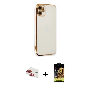 ieg™ iPhone 11 Kılıf Yankı Serisi - Siyah Buffer Cam Ekran Koruyucu + Pers Alüminyum Kamera Lens - KI