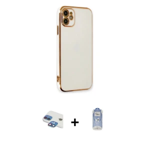 ieg™ iPhone 11 Kılıf Yankı Serisi - Siyah Joko Magic 5D Cam + Pers Alüminyum Kamera Lens - GI
