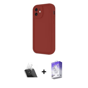 ieg™ iPhone 11 Kılıf Yankı Yansıma Özel Seri - Siyah Bilvis 5in1 3D Magic Cam Ekran Koruyucu + Kamera Lens Koruma Cam - SF