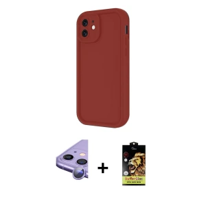 ieg™ iPhone 11 Kılıf Yankı Yansıma Özel Seri - Siyah Buffer Cam Ekran Koruyucu + Raze Metal Kamera Lens - MR