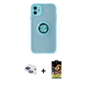 ieg™ iPhone 11 Kılıf Yörünge Çizgi - Siyah Buffer Cam Ekran Koruyucu + Pers Alüminyum Kamera Lens - LT
