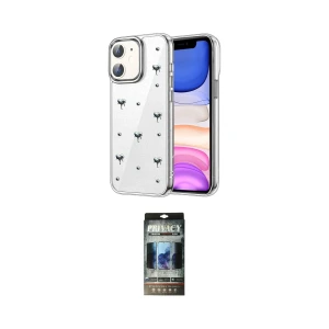 ieg™ iPhone 11 Kılıf Yörünge Form - Siyah 34D Hayalet Izgaralı Cam