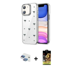 ieg™ iPhone 11 Kılıf Yörünge Form - Siyah Buffer Cam Ekran Koruyucu + Pers Alüminyum Kamera Lens - GI