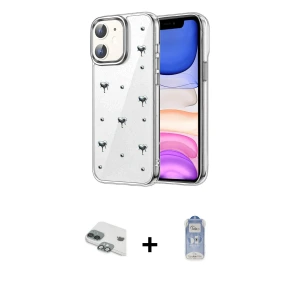 ieg™ iPhone 11 Kılıf Yörünge Form - Siyah Joko Magic 5D Cam + Pers Alüminyum Kamera Lens - YL