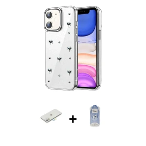 ieg™ iPhone 11 Kılıf Yörünge Form - Siyah Joko Magic 5D Cam + Renkli Kamera Lens Koruma Cam - SI