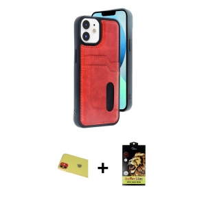 ieg™ iPhone 11 Kılıf Yörünge Işık Serisi - Siyah Buffer Cam Ekran Koruyucu + Rainbow Kamera Lens Koruma Cam - KI