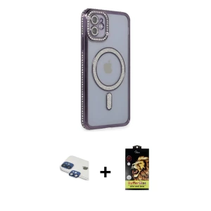 ieg™ iPhone 11 Kılıf Zirve Doku Prime - Siyah Buffer Cam Ekran Koruyucu + Pers Alüminyum Kamera Lens - LT