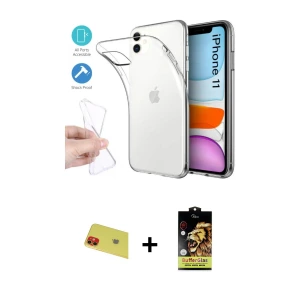 ieg™ iPhone 11 Kılıf Zirve Doku - Siyah Buffer Cam Ekran Koruyucu + Rainbow Kamera Lens Koruma Cam - KI