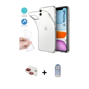 ieg™ iPhone 11 Kılıf Zirve Doku - Siyah Joko Magic 5D Cam + Pers Alüminyum Kamera Lens - KI