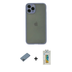 ieg™ iPhone 11 Pro Kılıf Ahenk Çizgi Serisi - Siyah Polymer Nano Ekran Koruyucu + Shine Kamera Lens Koruma Cam - SABE