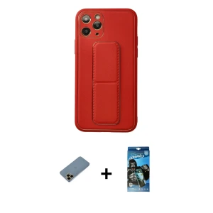 ieg™ iPhone 11 Pro Kılıf Akış Doku - Siyah 34D Izgaralı Cam + Shine Kamera Lens Koruma Cam - GD