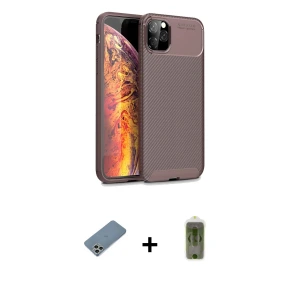 ieg™ iPhone 11 Pro Kılıf Eksen Form Prime - Siyah Joko Magic 5D Hayalet Cam + Shine Kamera Lens Koruma Cam - GS