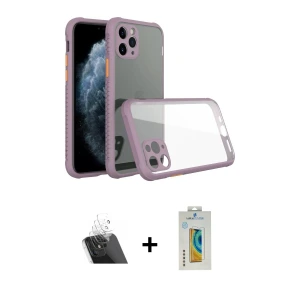 ieg™ iPhone 11 Pro Kılıf Nova Asil Özel Seri - Siyah Polymer Nano Ekran Koruyucu + Kamera Lens Koruma Cam - SF