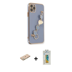 ieg™ iPhone 11 Pro Kılıf Nova Işık Prime - Siyah Polymer Nano Ekran Koruyucu + Renkli Kamera Lens Koruma Cam - YL