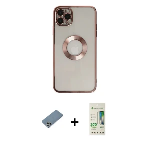 ieg™ iPhone 11 Pro Kılıf Pusula Form - Siyah 20D Premium Cam Ekran Koruyucu + Shine Kamera Lens Koruma Cam - GS