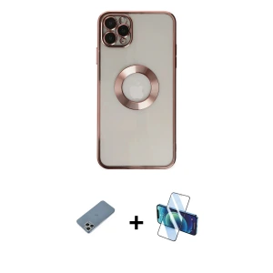 ieg™ iPhone 11 Pro Kılıf Pusula Form - Siyah 3D Antistatik Seramik Nano Ekran Koruyucu + Shine Kamera Lens Koruma Cam - GS