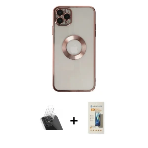 ieg™ iPhone 11 Pro Kılıf Pusula Form - Siyah 6D Mat Seramik Hayalet Nano Ekran Koruyucu + Kamera Lens Koruma Cam - SF