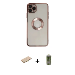 ieg™ iPhone 11 Pro Kılıf Pusula Form - Siyah Joko Magic 5D Hayalet Cam + Renkli Kamera Lens Koruma Cam - SI
