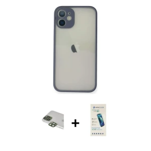 ieg™ iPhone 11 Pro Max Kılıf Ahenk Çizgi Serisi - Şeffaf Pasifik Cam Ekran Koruyucu + Pers Alüminyum Kamera Lens - YL