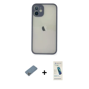 ieg™ iPhone 11 Pro Max Kılıf Ahenk Çizgi Serisi - Şeffaf Pasifik Cam Ekran Koruyucu + Shine Kamera Lens Koruma Cam - GS