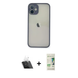 ieg™ iPhone 11 Pro Max Kılıf Ahenk Çizgi Serisi - Siyah 20D Premium Cam Ekran Koruyucu + Kamera Lens Koruma Cam - SF