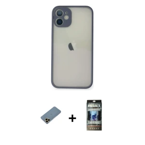 ieg™ iPhone 11 Pro Max Kılıf Ahenk Çizgi Serisi - Siyah 34D Hayalet Izgaralı Cam + Shine Kamera Lens Koruma Cam - GD