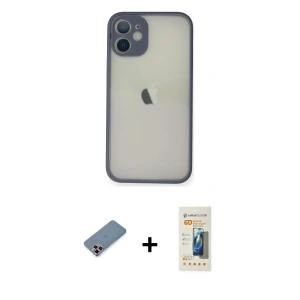ieg™ iPhone 11 Pro Max Kılıf Ahenk Çizgi Serisi - Siyah 6D Mat Seramik Hayalet Nano Ekran Koruyucu + Metal Kamera Lens Koruma Cam - MR