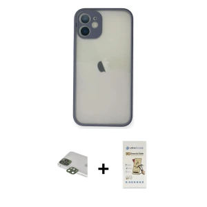 ieg™ iPhone 11 Pro Max Kılıf Ahenk Çizgi Serisi - Siyah Mat Seramik Nano Ekran Koruyucu + Pers Alüminyum Kamera Lens - YL