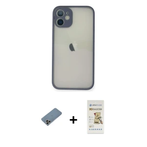 ieg™ iPhone 11 Pro Max Kılıf Ahenk Çizgi Serisi - Siyah Mat Seramik Nano Ekran Koruyucu + Shine Kamera Lens Koruma Cam - GI