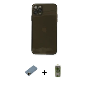 ieg™ iPhone 11 Pro Max Kılıf Ahenk Doku - Siyah Joko Magic 5D Hayalet Cam + Shine Kamera Lens Koruma Cam - GD