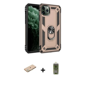 ieg™ iPhone 11 Pro Max Kılıf Ahenk Klasik Koleksiyonu - Siyah Joko Magic 5D Hayalet Cam + Renkli Kamera Lens Koruma Cam - YL