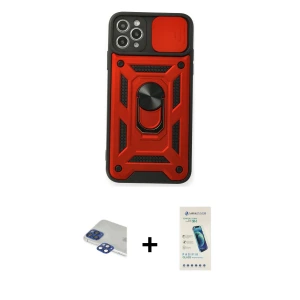 ieg™ iPhone 11 Pro Max Kılıf Ahenk Klasik - Şeffaf Pasifik Cam Ekran Koruyucu + Pers Alüminyum Kamera Lens - LT