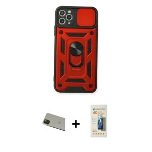 ieg™ iPhone 11 Pro Max Kılıf Ahenk Klasik - Siyah 6D Mat Seramik Hayalet Nano Ekran Koruyucu + Rainbow Kamera Lens Koruma Cam - YL