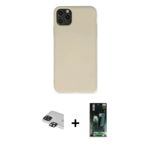 ieg™ iPhone 11 Pro Max Kılıf Ahenk Serisi - Şeffaf 360 Full Body Arka Koruyucu + Pers Alüminyum Kamera Lens - SH