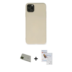 ieg™ iPhone 11 Pro Max Kılıf Ahenk Serisi - Siyah Seramik Nano Ekran Koruyucu + Rainbow Kamera Lens Koruma Cam - YL