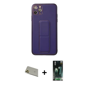 ieg™ iPhone 11 Pro Max Kılıf Akış Doku - Şeffaf 360 Full Body Arka Koruyucu + Rainbow Kamera Lens Koruma Cam - GD