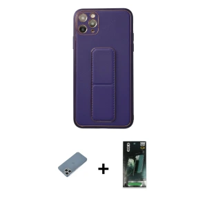 ieg™ iPhone 11 Pro Max Kılıf Akış Doku - Şeffaf 360 Full Body Arka Koruyucu + Shine Kamera Lens Koruma Cam - GS