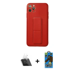 ieg™ iPhone 11 Pro Max Kılıf Akış Doku - Siyah 18D Cam Ekran Koruyucu + Kamera Lens Koruma Cam - SF