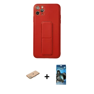 ieg™ iPhone 11 Pro Max Kılıf Akış Doku - Siyah 34D Izgaralı Cam + Renkli Kamera Lens Koruma Cam - PE