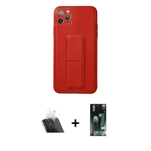 ieg™ iPhone 11 Pro Max Kılıf Akış Doku - Siyah 360 Mat Full Body Arka Koruyucu + Kamera Lens Koruma Cam - SF