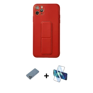 ieg™ iPhone 11 Pro Max Kılıf Akış Doku - Siyah 3D Antistatik Cam Ekran Koruyucu + Shine Kamera Lens Koruma Cam - SABE